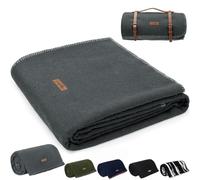 Molithe 100% Wool Blanket, 48" x 62", Warm, Thick, Washable, Military Wool Blanket, Great for Camping, Outdoors, Sporting Events, Survival Kits