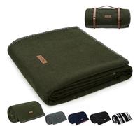 Molithe 100% Wool Blanket, 48" x 62", Warm, Thick, Washable, Military Wool Blanket, Great for Camping, Outdoors, Sporting Events, Survival Kits