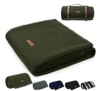 Molithe 100% Wool Blanket, 48" x 62", Warm, Thick, Washable, Military Wool Blanket, Great for Camping, Outdoors, Sporting Events, Survival Kits，Olive Green