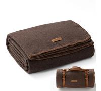 Molithe 100% Wool Blanket, 62" x 86", Warm, Thick, Washable, Military Wool Blanket, Great for Camping, Outdoors, Sporting Events, Survival Kits, Brown