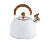 Moliuoly 2.5 Quart Whistling Tea Kettle for Stove Top,with Wood Pattern Folding Handle, 2.5L Black