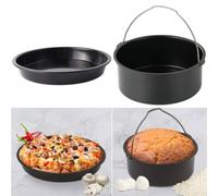 Moliuoly 2 Piece Hot Air Fryer Accessories Set Cake Baking Tray Non Stick Pizza Pan 8"