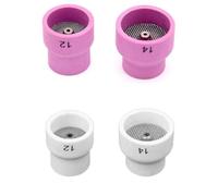 Moliuoly 2 Pieces TIG Welding Torch Nozzle Covers Ceramic Cup Kit for WP9 17 18 20 25 26, High Temp Resistant Gas Lens Shield with Net, 12# and 14# Sizes for Argon Arc Welding Torches