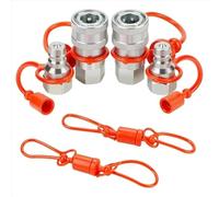 Moliuoly 2 Set Hydraulic Quick Connect Coupler NPT1/2'' NPT1/4 Hydraulic Quick Connect Coupler Fittings with Dust Cap for Hydraulic
