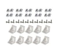 Moliuoly 50Pcs 2020 Series Aluminum Profile Corner Bracket Kit with M5x10mm T-Nuts and Bolts, 90 Degree Cast Aluminum Connectors for 6mm Slot Extrusion in 3D Printer CNC Router Robot Projects, Silver