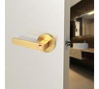 Moliuoly Bathroom Three-Pole Lock with red and Green Indicator Lock Indoor Door Lock, Gold