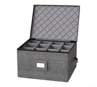 Moliuoly Hard Shell Wine Glass Case 12 Cup Stackable Gray | Robust hard shell, protects stemware from breakage, secure dividers, 12 glass capacity, gray finish