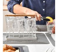 Moliuoly Kitchen Countertop Dish Drying Mat Silicone Square Black