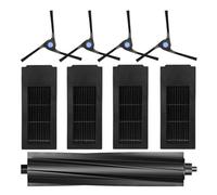 Moliuoly Replacement Parts Accessory Set for Ecovacs Deebot X2, 1 Main Roller Brush, 4 Side Brushes, 4 Filters, Washable Reusable for Thorough Cleaning of Corners and Edges