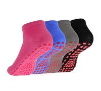 Moliwulong 4 Pairs Non Slip Yoga Pilates Socks, Anti-Slip Yoga Socks for Women&Men with Grips Anti Non Slip Slipper Socks for Ballet, Barre, Pilates, Hospital, Home