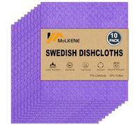 MoLKENE Swedish Dish Cloths - 10 Pack Reusable Kitchen Dishcloths - Ultra Absorbent Dish Towels for Washing Dishes - Cellulose Sponge Cloth Cleaning Cloths - Purple