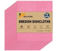 MoLKENE Swedish Dish Cloths - 10 Pack Reusable Kitchen Dishcloths - Ultra Absorbent Dish Towels for Washing Dishes - Cellulose Sponge Cloth Cleaning Cloths - Pink