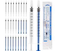 Molkor 50Pcs Colostrum Syringe, 1ml Plastic Syringes With Caps, Sterile for Refilling and Measuring Liquids, Scientific Labs, Plant Watering, Pet Feeding (50Pcs 1ml Syringes)