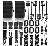 Molle Accessories Kit of 28 Attachments, D-Ring Grimloc Locking Gear Clip for 1“ Webbing Strap Tactical Backpack Web Dominator Elastic Strings Strap