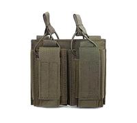 Molle Double Pistol Mag Pouch, 1000D Nylon Open Top Dual Stack Magazine Pouch Carrier Holder for 9mm Magazines
