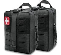 Molle Ifak Pouch Rip Away, 2Pack Molle Tactical Medical Pouch, Empty First Aid Kit Bag for Duty Belt (2 Pack-Black)