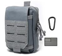 Molle Utility Pouch Tactical Cell Phone Pouch, EDC Waist Bag for Men Vest Bag Gadget Organizer Pack Purse Mobile Phone Case Hunting Compact Radio Bag U.S.A Patch Carabiner Included (Gray)