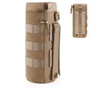 Molle Water Bottle Holder, Tactical Water Bottle Pouch, 1000D Nylon Tactical Military Pouches,Practical Molle Cup Holder,with Drawstring andMesh Bottom, for Hiking Camping Travel Sports (Khaki)