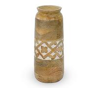 Mollem Large Wood Vase (Whitewash, 12” x 4” x 3.6”) - Mango Wood Large Decorative Vase for Living Room, Bedroom, Coffee Table & More - Handmade Flower Vase - Elegant & Beautiful Home Decorations