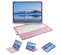 Mollenmell IPad Keyboard Case with 7 Modes, RGB Backlit, Compatible with iPad Pro 11 2018-2022, iPad Air 11-inch 2024 (Pink)