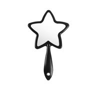mollensiuer 1Pc Star-Shaped Handheld Mirrors Plastic Travel Makeup Handheld Cosmetic Mirror Personal Portable Handle Mirror for Face Makeup, Travel, Camping, Home, Black