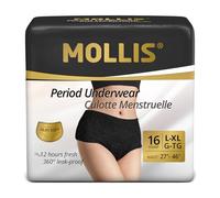 MOLLIS Disposable Period Pants for Women Heavy Flow, Maternity Pads & Postpartum Underwear, Incontinence Knickers Leak Proof, Black, Large/X-Large, 16 Count