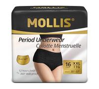 MOLLIS Disposable Period Pants for Women Heavy Flow, Maternity Pads & Postpartum Underwear, Incontinence Knickers Leak Proof, Black, XXLarge, 16 Count