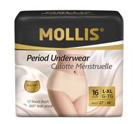 MOLLIS Disposable Period Pants for Women Heavy Flow, Maternity Pads & Postpartum Underwear, Incontinence Knickers Leak Proof, Beige, Large/X-Large, 16 Count
