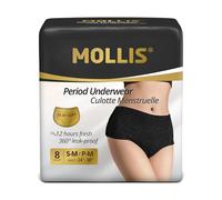 MOLLIS Disposable Period Pants for Women Heavy Flow, Maternity Pads & Postpartum Underwear, Incontinence Knickers Leak Proof, Black, Small/Medium, 8 Count