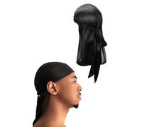 Mollisons Silky Durag - Black | Perfect for Waves, Braids, Dreadlocks & Headwrap | Premium Durag for Men & Women | Wide & Long Tail | Ultra-Soft & Wrinkle Free Satin | Everyday Fashion Accessory