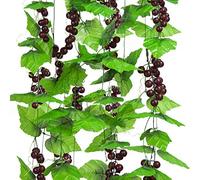 Molliy 8FT 5pcs Artificial Greenery Chain Grapes Vines Leaves Foliage Simulation Fruits for Home Room Garden Wedding Garland Outside Decoration