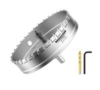 Mollom (145mm | 5-11/16'') Heavy Duty Carbide Hole Saw with 2 Pilot Drill Bits, Hole Cutter cuts Stainless Steel, mild Steel, Iron, Copper, Brass, Plastic