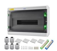 Mollom 18 Way HA Series Power Distribution Box with Bus Bars and Din Rail for Miniature Circuit Breaker MCB,Waterproof IP66,Solar Power Distribution Panel for Indoor and Outdoor Use