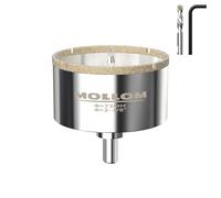 MOLLOM 2-7/8" (73mm) Diamond Hole Saw with 2Pcs Removable Pilot Drill Bit Smooth Cutting for Porcelain Tiles,Glass,Ceramic,Marble,Fiberglass,etc