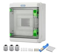 Mollom 6 Way HA Series Power Distribution Box with Bus Bars and Din Rail for Miniature Circuit Breaker MCB,Waterproof IP66,Solar Power Distribution Panel for Indoor and Outdoor Use