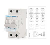 MOLLOM AC 2 Pole Miniature Circuit Breaker, 110V-240V 32Amps, C32 Scene Visualization Custom MCB Thermal Magnetic Trip, 6KA Breaking Capacity for Solar AC System, Home Use, RVs