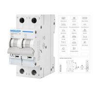 MOLLOM DC 2 Pole Miniature Circuit Breaker,400V 50A, C50 Scene Visualization Custom MCB Thermal Magnetic Trip, 6KA Breaking Capacity DC Disconnect Switch for Solar Photovoltaic System