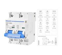 MOLLOM DC 2 Pole Miniature Circuit Breaker,400V 80A, C80 Scene Visualization Custom MCB Thermal Magnetic Trip, 6KA Breaking Capacity DC Disconnect Switch for Solar Photovoltaic System
