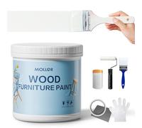 Mollor Matte Finish Wood Paint for Furniture, Durable Cabinet Countertop Paint Easy Application for DIY Projects, Wood, Metal, Home Decor and More(500g/16OZ, White with Tools)