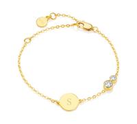 Molly Brown London 18ct Gold Plated Personalised Mother and Daughter Forever Together Gemstone Bracelet | Engraved Girls White Topaz Jewellery Gift