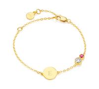 Molly Brown London 18ct Gold Plated Personalised Mother and Daughter Forever Together Gemstone Bracelet | Engraved Girls White Topaz Pink Tourmaline Jewellery Gift