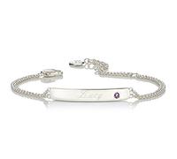 Molly Brown London Personalised Sterling Silver and Amethyst Bracelet February Birthstone. Adjustable Identity Jewellery Bracelets For Girls. Ideal Birthday or Flower Girl gift