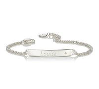 Molly Brown London Personalised Sterling Silver and Diamond Bracelet April Birthstone Gem. Adjustable Identity Jewellery Bracelets For Girls. Ideal Birthday or Flower Girl gift