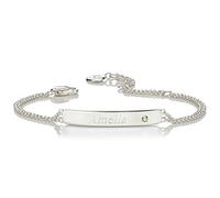 Molly Brown London Personalised Sterling Silver and Peridot Bracelet August Birthstone. Adjustable Identity Jewellery Bracelets For Girls. Ideal Birthday or Flower Girl gift