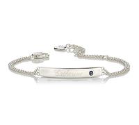 Molly Brown London Personalised Sterling Silver and Sapphire Bracelet September Birthstone. Adjustable Identity Jewellery Bracelets For Girls. Ideal Birthday or Flower Girl gift