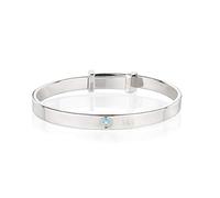 Molly Brown London Personalised Sterling Silver Expandable Baby Bangle March Aquamarine Birthstone. Christening Bangle | Baby Jewellery | Baby Keepsake | Baby Shower Gift