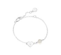 Molly Brown London Personalised Sterling Silver My First Pearl Heart Bracelet. Ideal for Christening, Birthday Gifts for Girls, Flower Girl and Bridesmaids Gifts