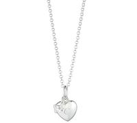Molly Brown London Personalised Sterling Silver Small Heart Diamond Locket Necklace with 1pt Diamond. Ideal for Christening, Birthday Gifts for Girls, Flower Girl and Bridesmaid Gifts