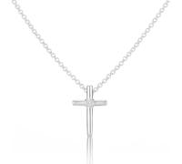 Molly Brown London Sterling Silver Faith Diamond Communion Cross Adjustable Necklace for Girls. Ideal for Christening, Holy Communion, Birthday Gifts