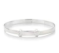Molly Brown London Sterling Silver My First Diamond Bangle, Expandable Christening Bangle, Personalised Baby Jewellery Keepsake Gift